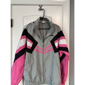 Diadora Soccer Mens Full Zip Pink/Gray Windbreaker Jacket Size Medium US